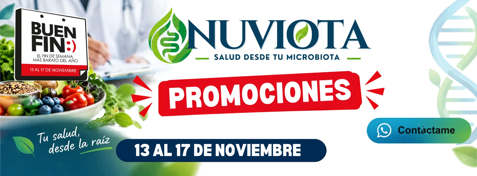 NUVIOTA Promociones Buen Fin, del 13 al 17 de noviembre. Salud desde tu microbiota